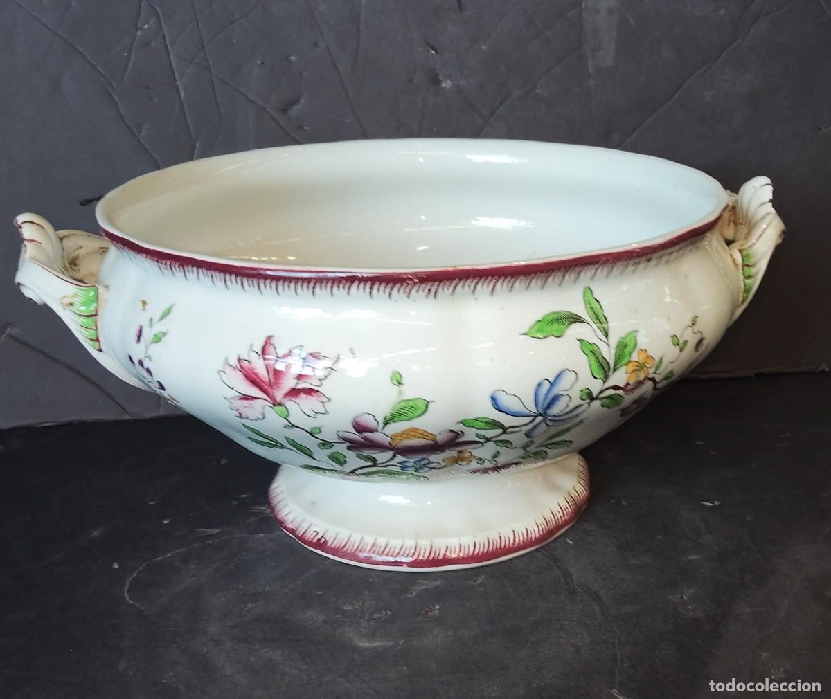 Antig&uuml;edades: Legumbrera de loza De Sarreguemines Strasbourg