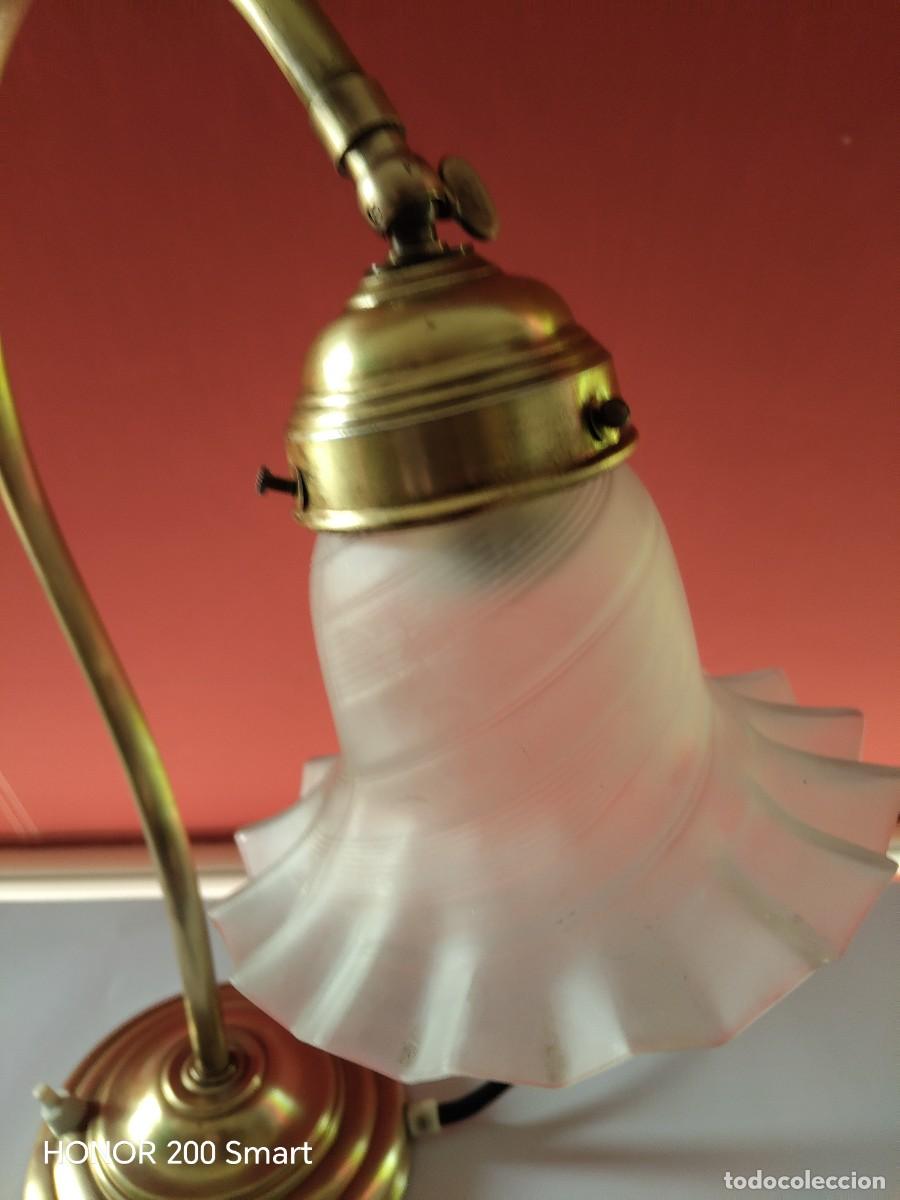 Antig&uuml;edades: Lampara tulipa cristal barco mesa