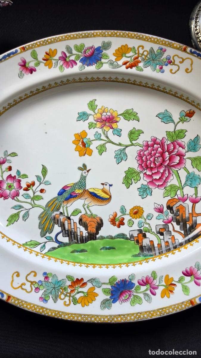 Antig&uuml;edades: Gran fuente o plato de servicio de loza (Ironstone o Stone China) Staffordshire, Inglaterra 1840-186