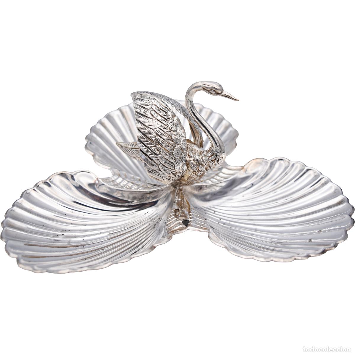 Antig&uuml;edades: Bandeja entremesera de plata - Cisne