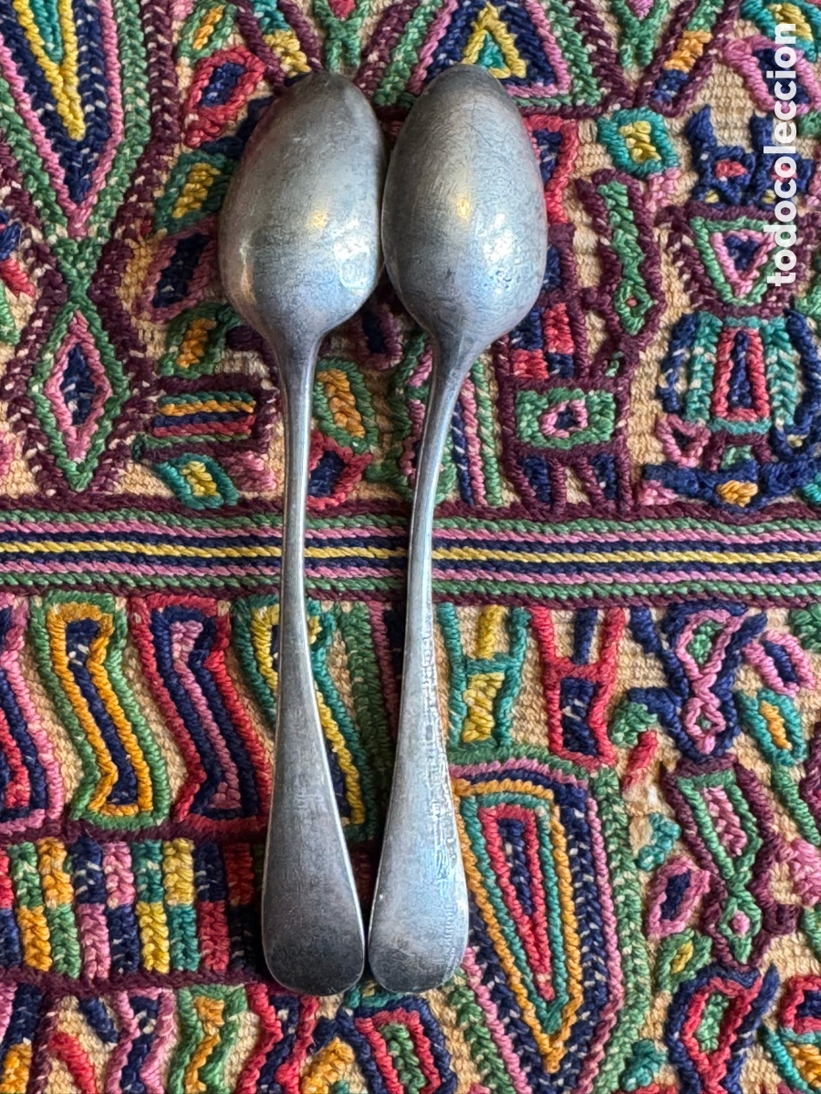Antig&uuml;edades: Dos cucharas de plata antigua silver