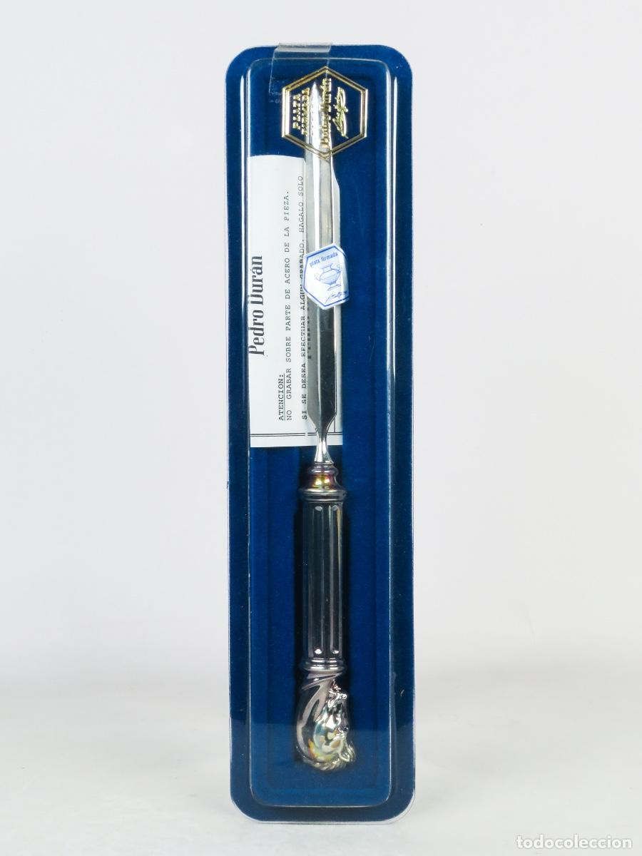 Antig&uuml;edades: Abrecartas Equus Pedro Duran plata de ley motivo decorativo caballo Estuche original