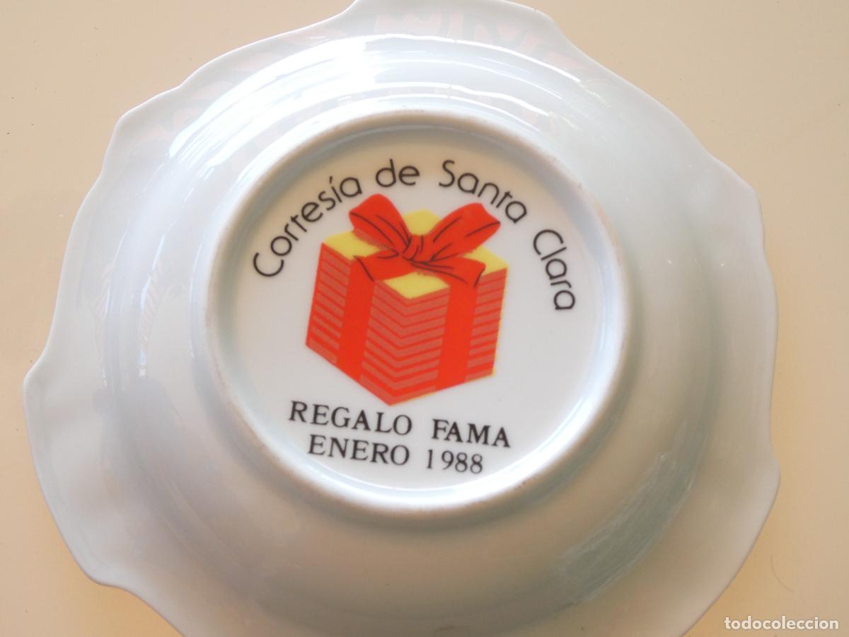 Antig&uuml;edades: PLATO CENICERO CER&Aacute;MICA PORCELANA SANTA CLARA. LOGO DE LA MARCA REGALO FAMA 1988. 14CM. 160GR