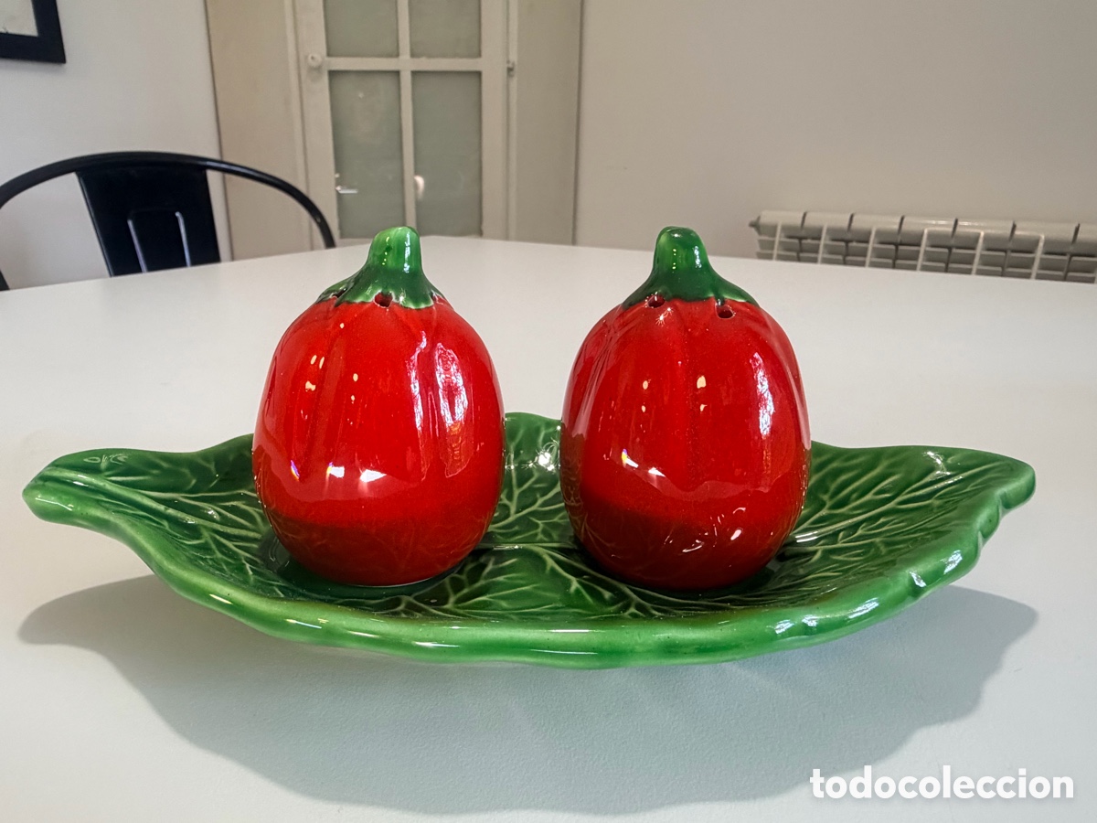 Antig&uuml;edades: Salero y pimentero de cer&aacute;mica a&ntilde;os 80