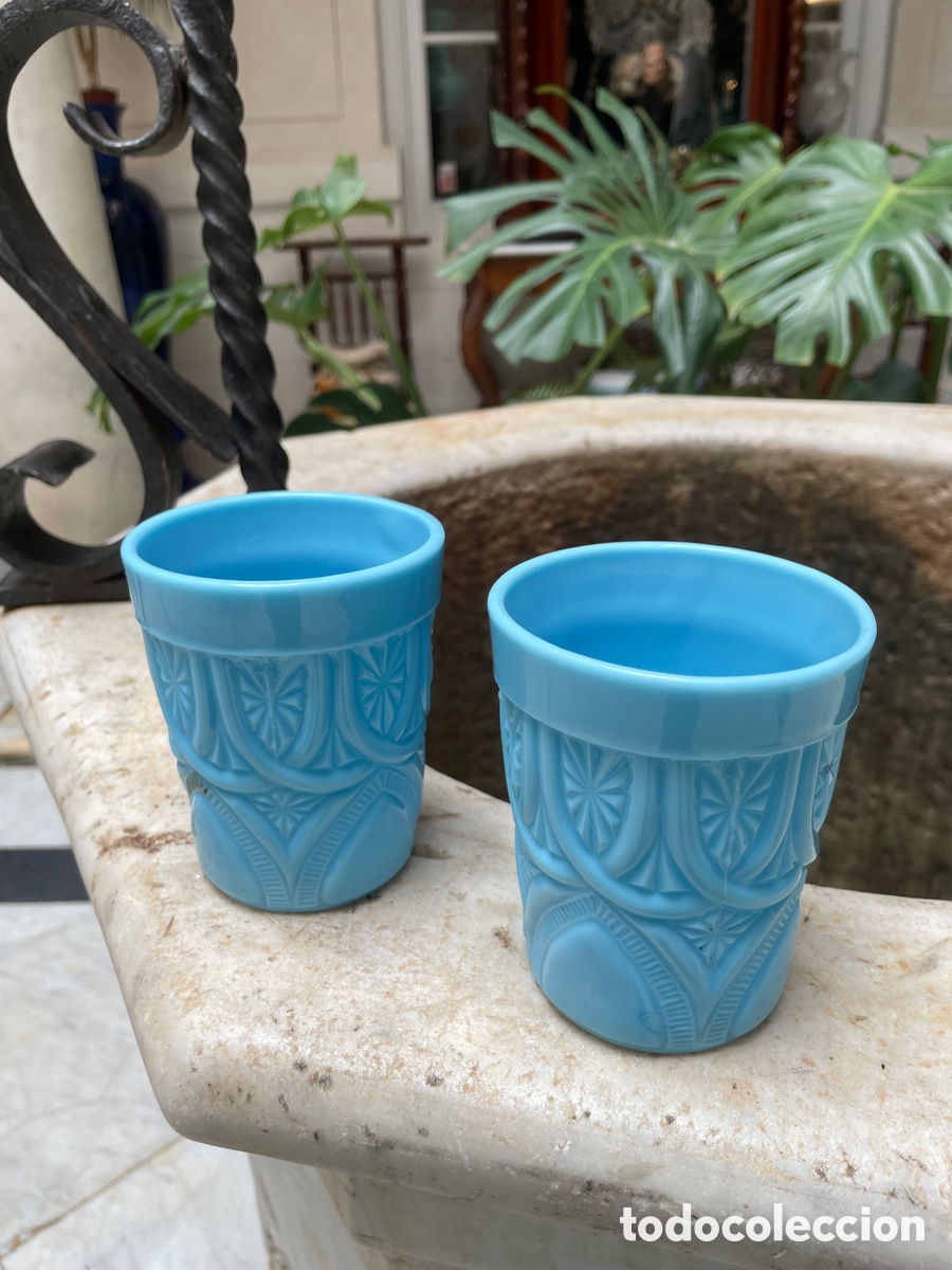 Antig&uuml;edades: Pareja maceteros opalina