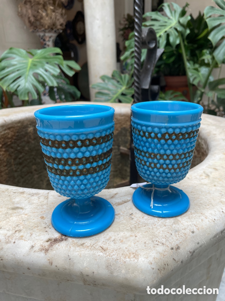 Antig&uuml;edades: Pareja copas opalina - Foto 3