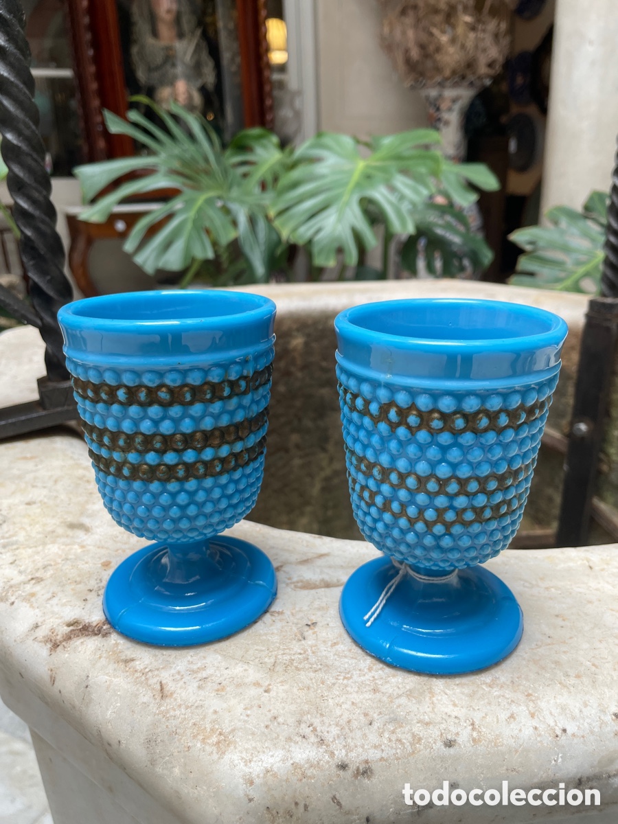 Oggetti Antichi: Pareja copas opalina