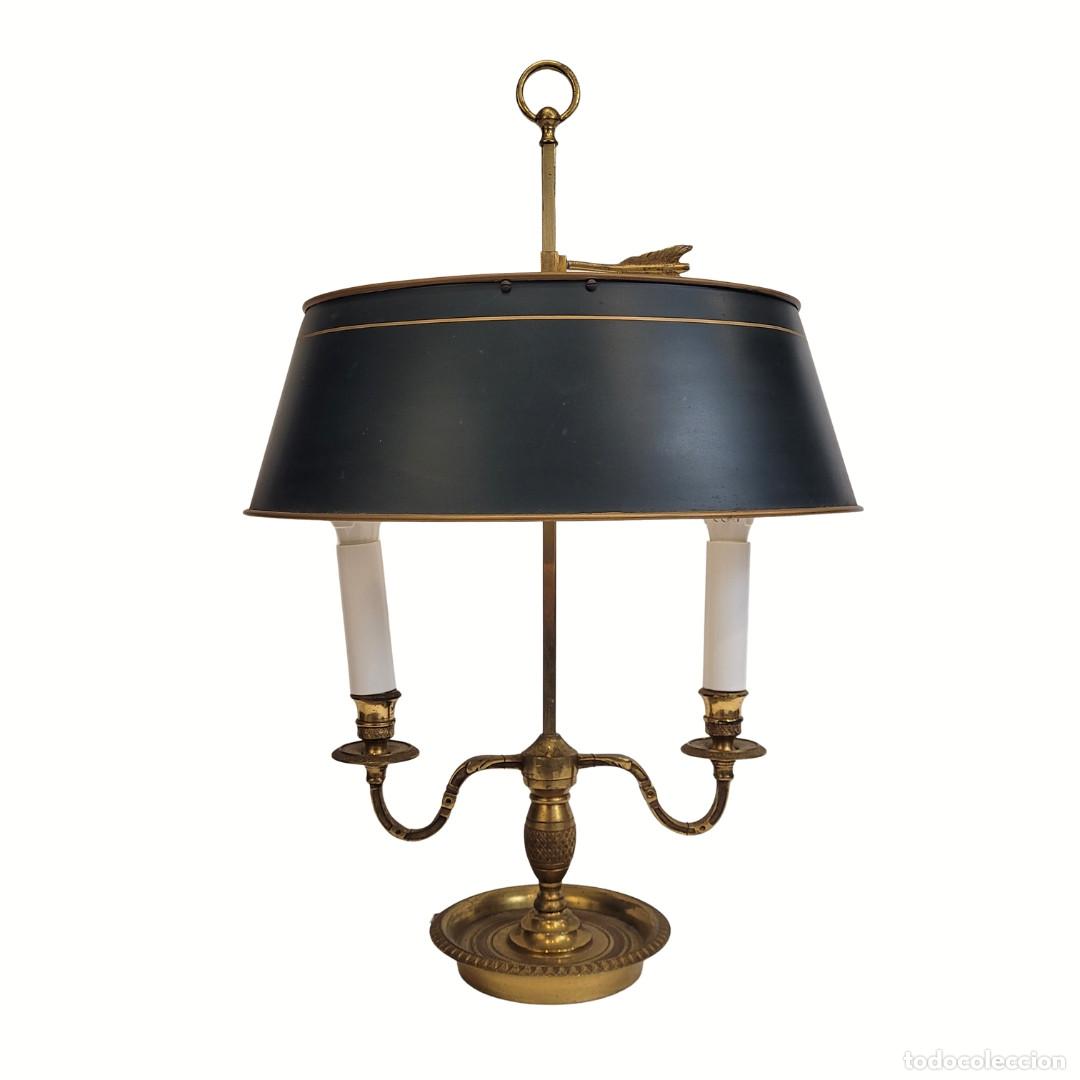 Antig&uuml;edades: L&aacute;mpara de mesa Bouillotte, Directorio, bronce dorado, s. XIX &ndash; Francia