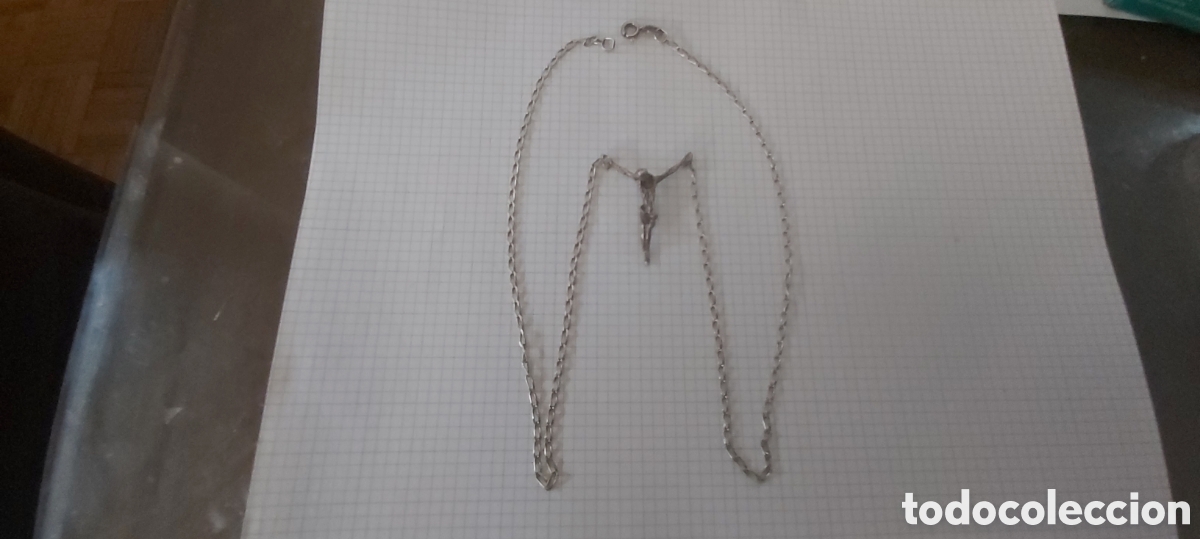 Antig&uuml;edades: CADENA 45CTM PLATA 925 Y CRISTO DE DALI DE PLATA 925