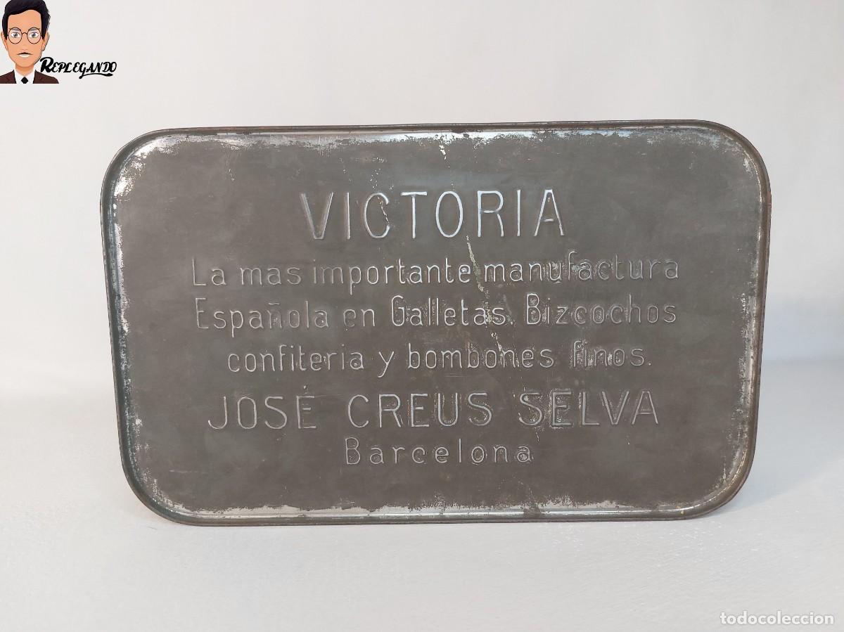 Antig&uuml;edades: ANTIGUA CAJA DE LATA MARCA VICTORIA : CONFITER&Iacute;A BOMBONES JOS&Eacute; CREUS SELVA BARCELONA A&Ntilde;OS 30 (RARA)