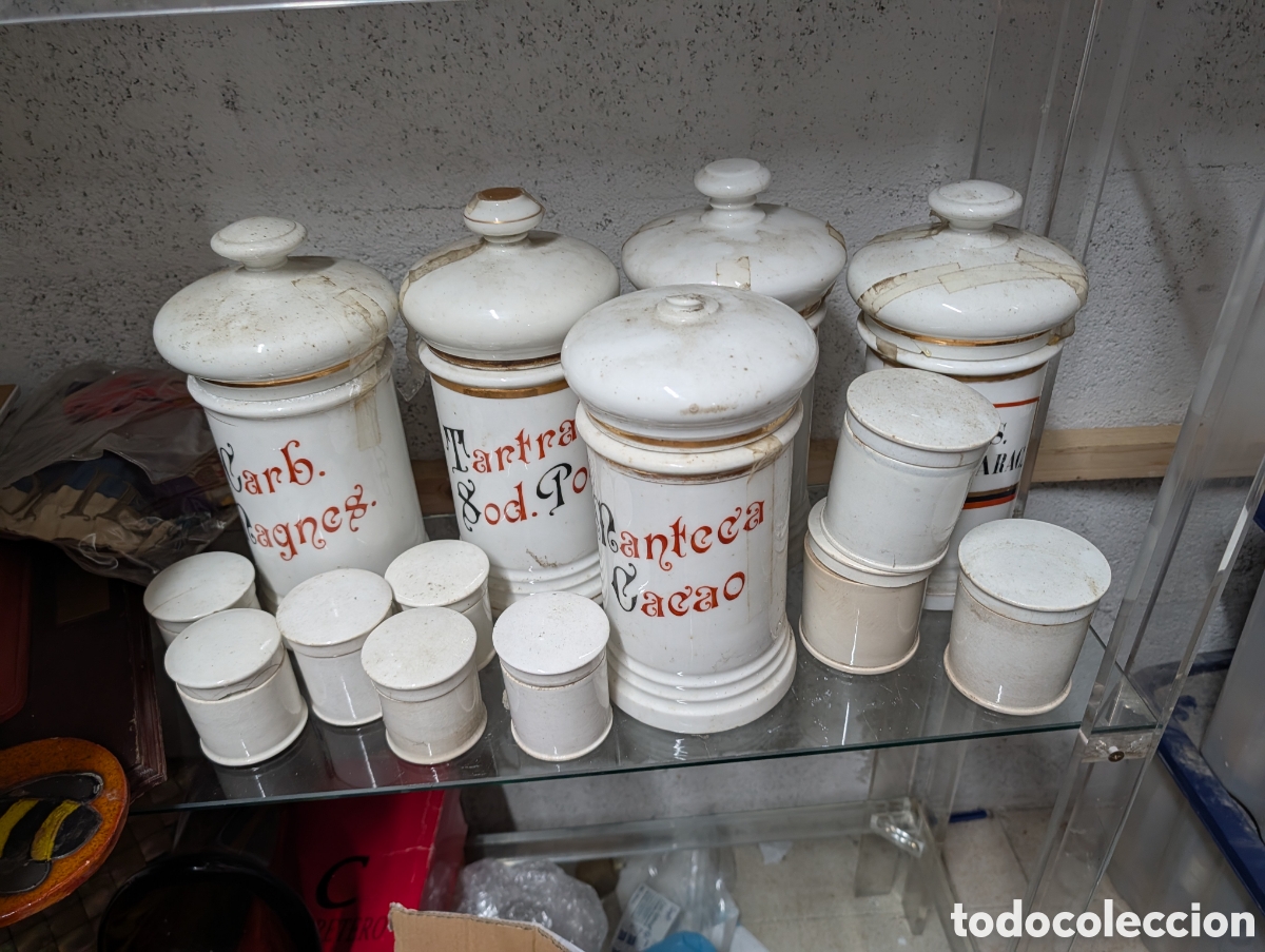 Antig&uuml;edades: Lote Albares de Cer&aacute;mica Blanca - Farmacia Justel (Vigo) - Antig&uuml;edad M&eacute;dica
