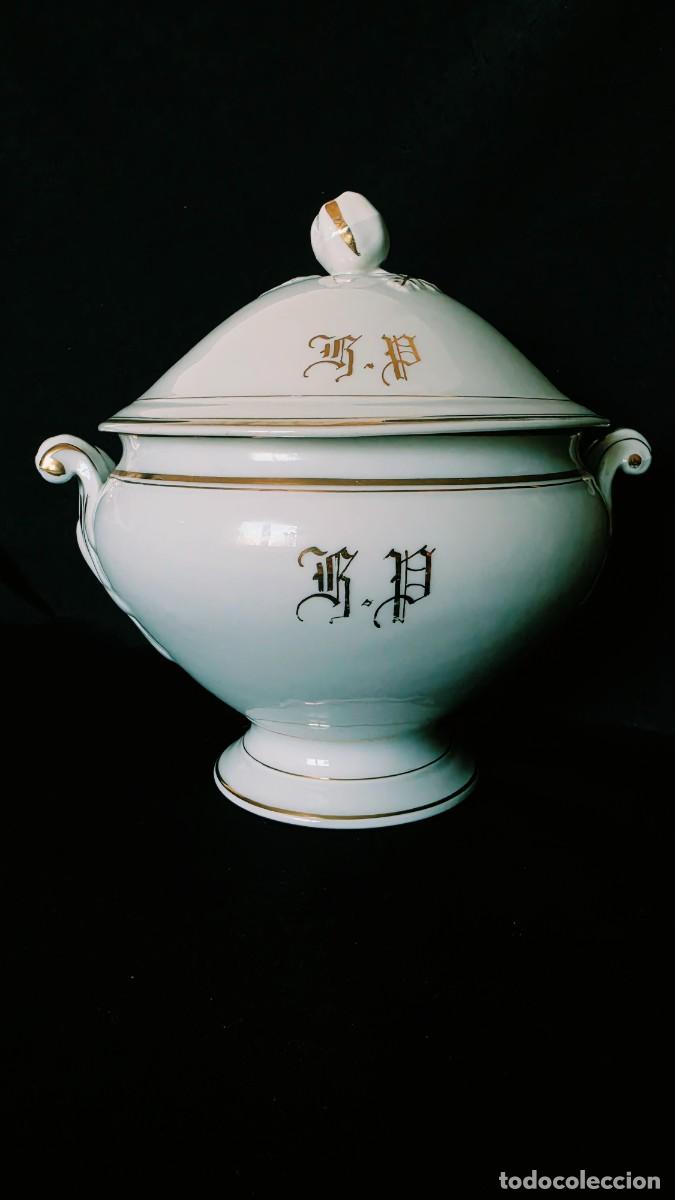 Antig&uuml;edades: Sopera Monumental Porcelana Viejo Par&iacute;s S. XIX en Oro Fino y Blanco Inmaculado Elegancia Francesa