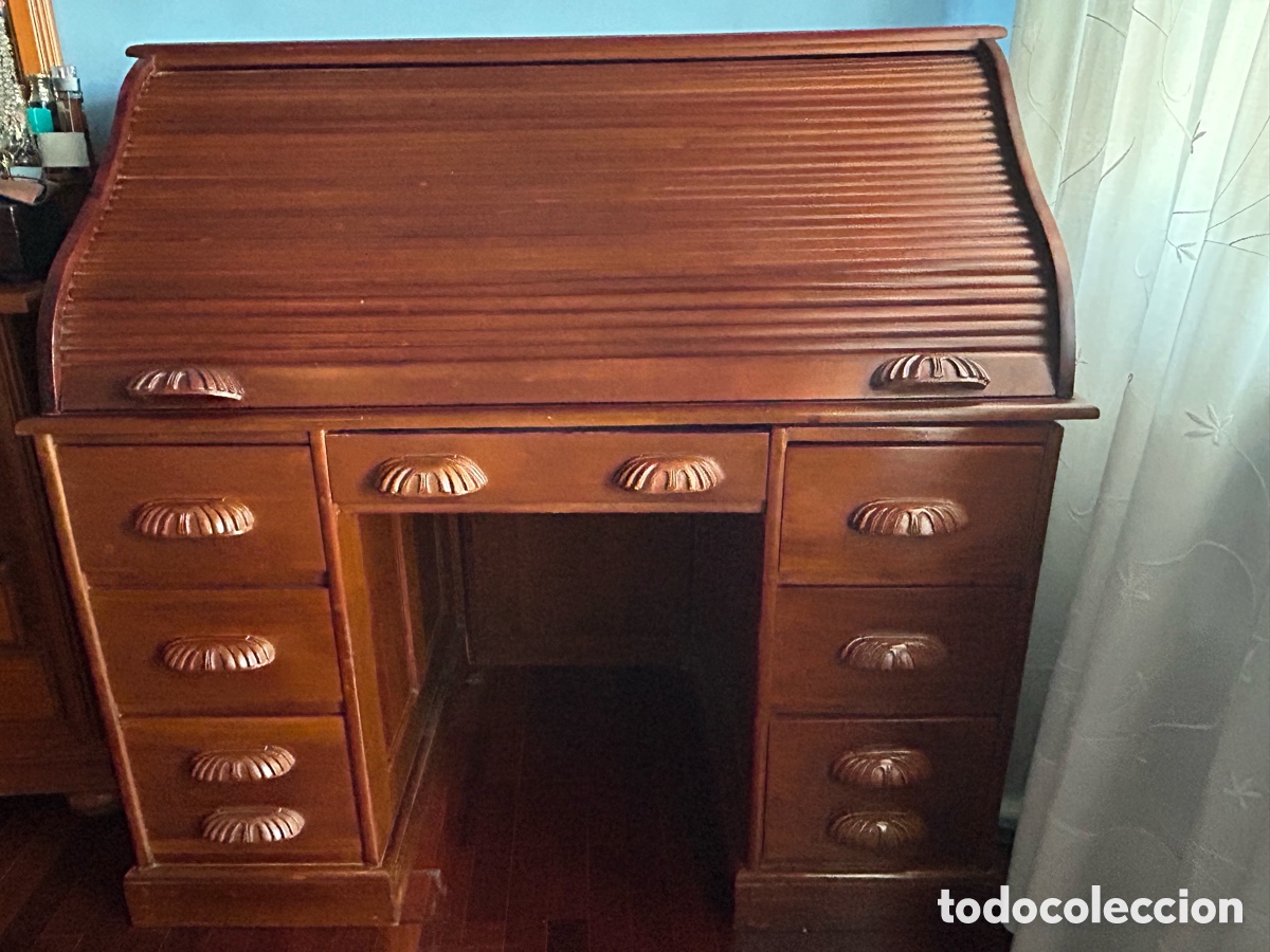 Antig&uuml;edades: Escritorio Madera Maciza Teca Persiana - Foto 2