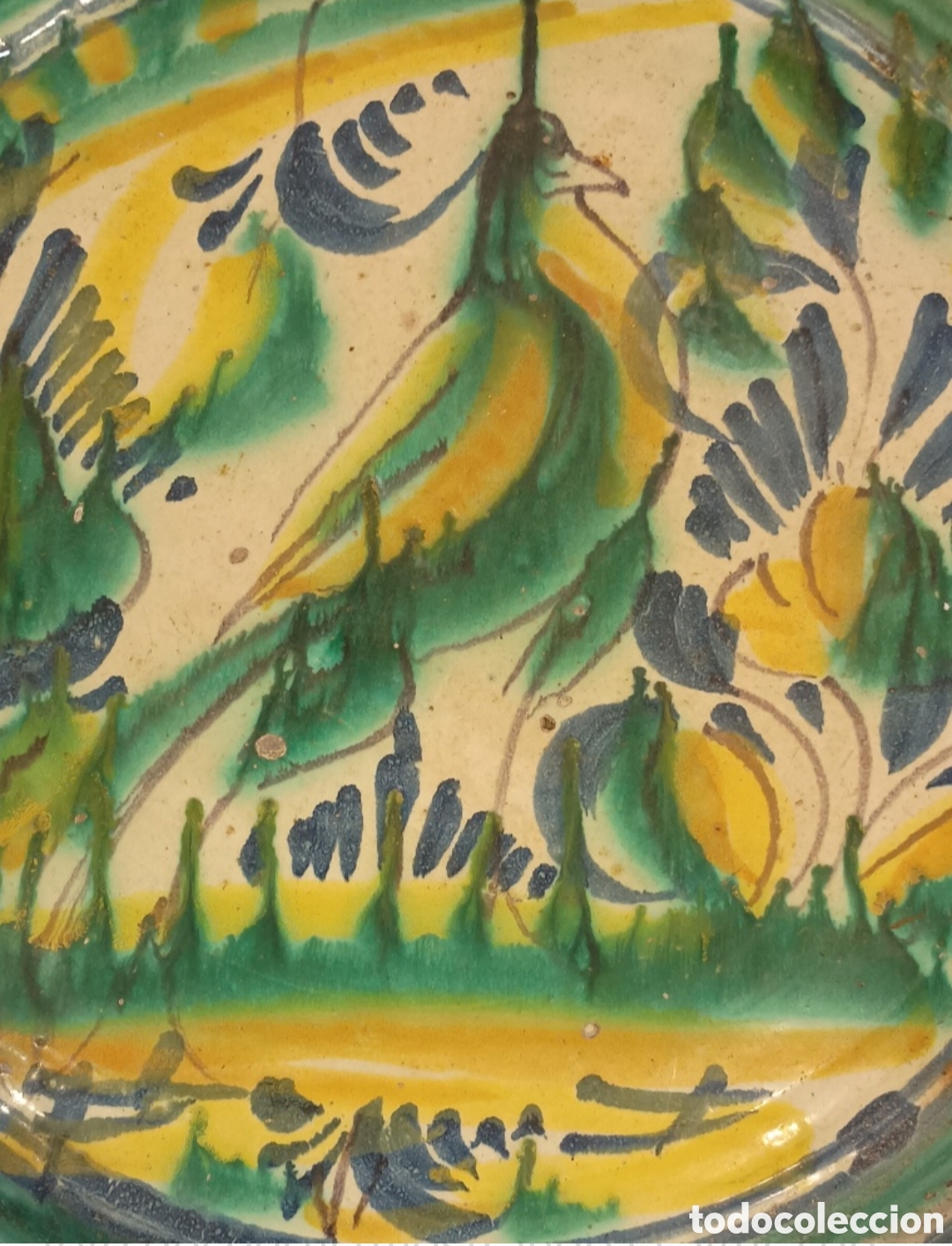 Antig&uuml;edades: Espectacular Lebrillo Antiguo de Gran Formato - 66 cm &Oslash; - Cer&aacute;mica Popular Siglo XIX