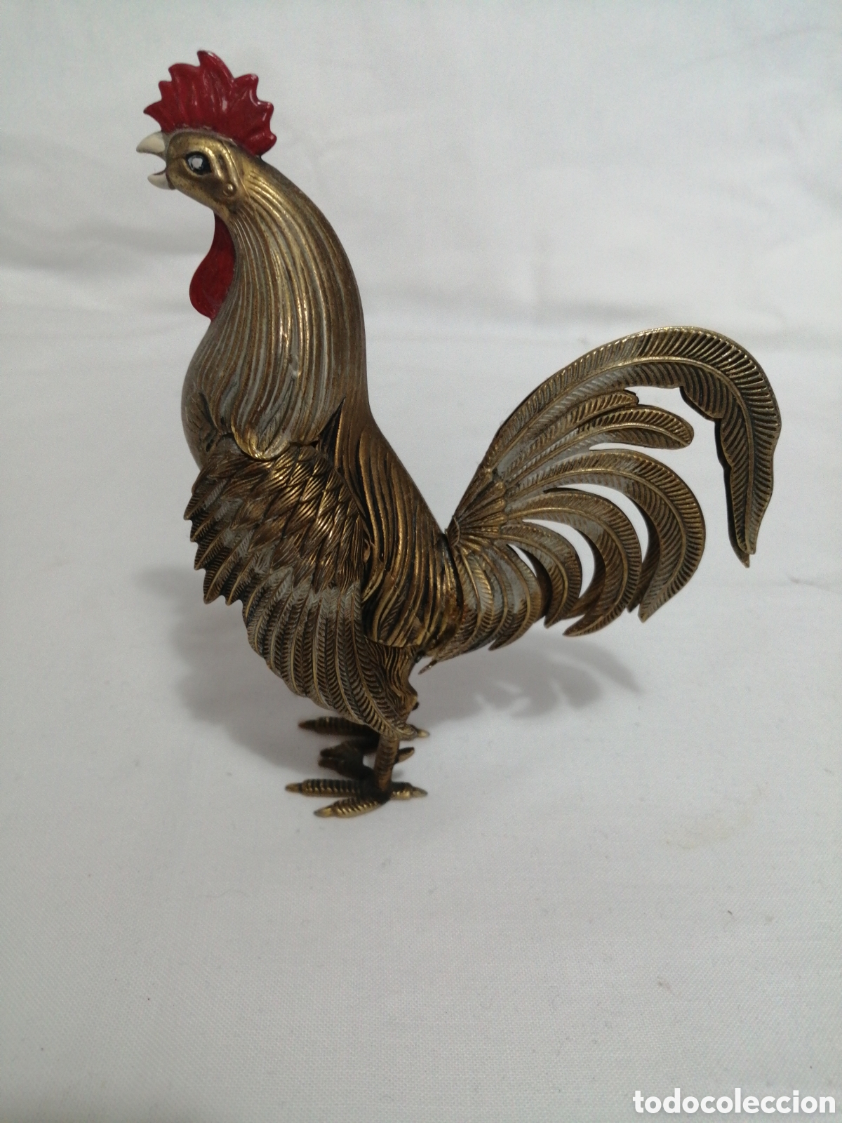 Antig&uuml;edades: Gallo en metal dorado. - Foto 2
