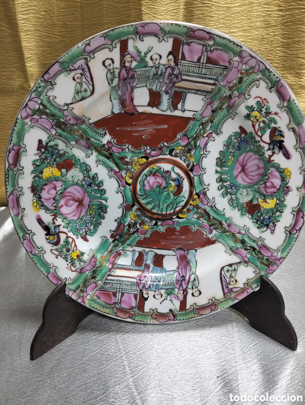 Antig&uuml;edades: 2 pareja precioso platos chinos a&ntilde;os 70