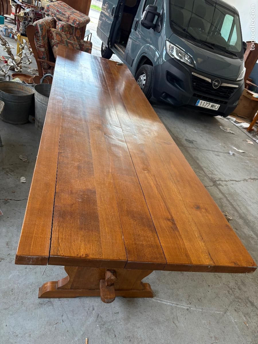 Antig&uuml;edades: Mesa de roble estilo probenzal a&ntilde;os 80-90 de gran tama&ntilde;o 350x100 cm