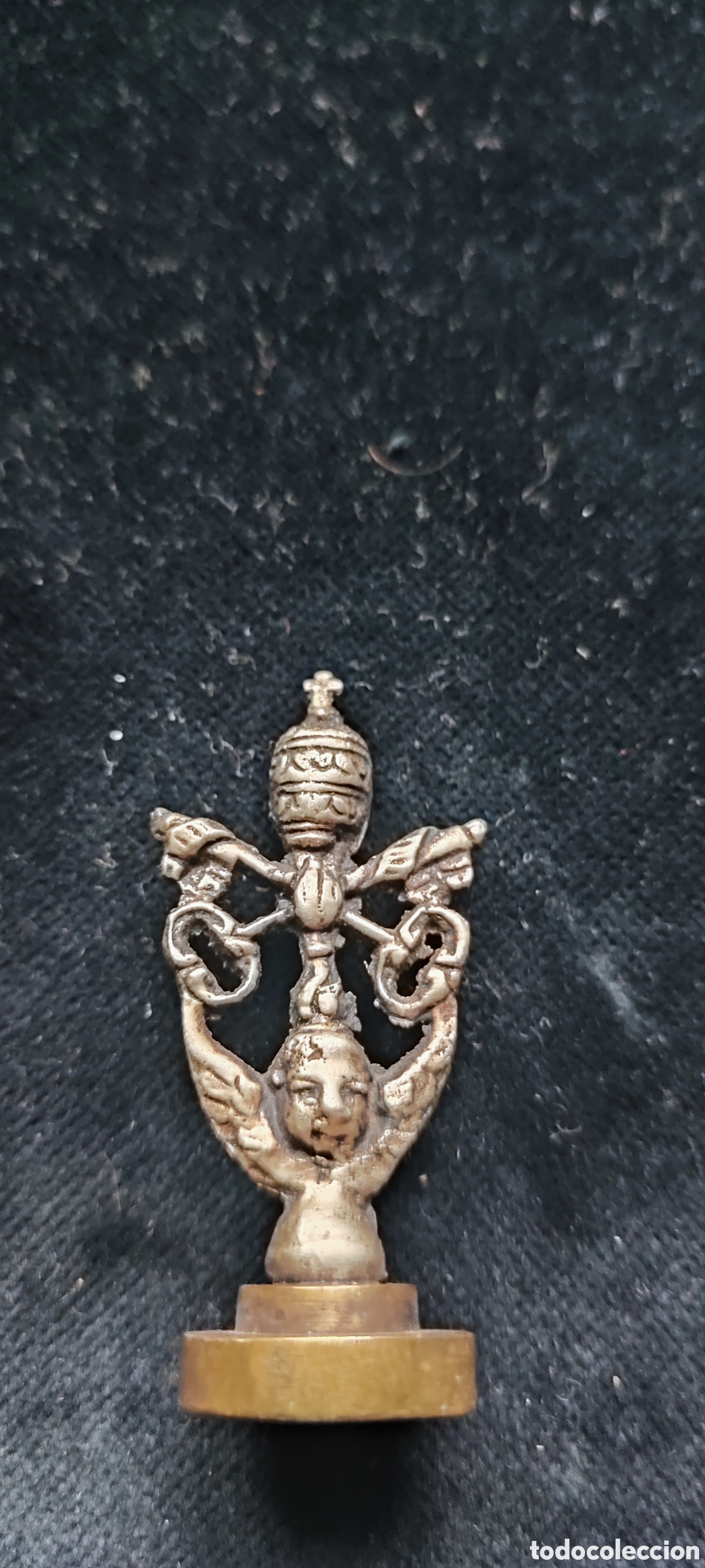 Antig&uuml;edades: Antiguo sello de lacre siglo XVIII con los s&iacute;mbolos papales