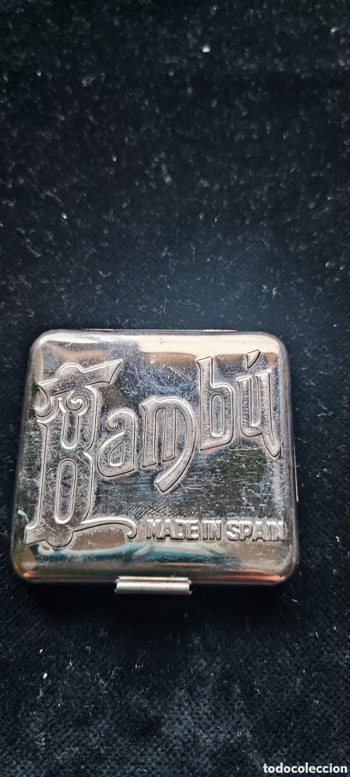 Antig&uuml;edades: Lata met&aacute;lica Alcoy Bambu portapapeles para liar cigarrillos