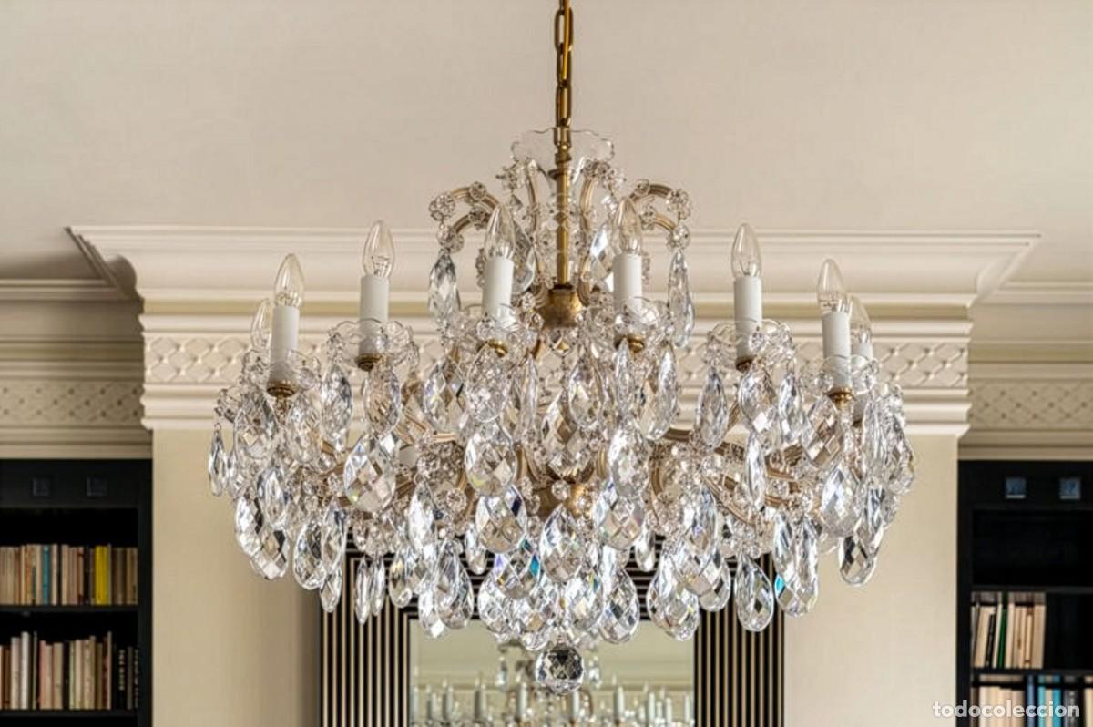 Antig&uuml;edades: L&aacute;mpara de Ara&ntilde;a Mar&iacute;a Teresa Cristal de Bohemia - Preciosa Lustry 1970 - 16 Luces