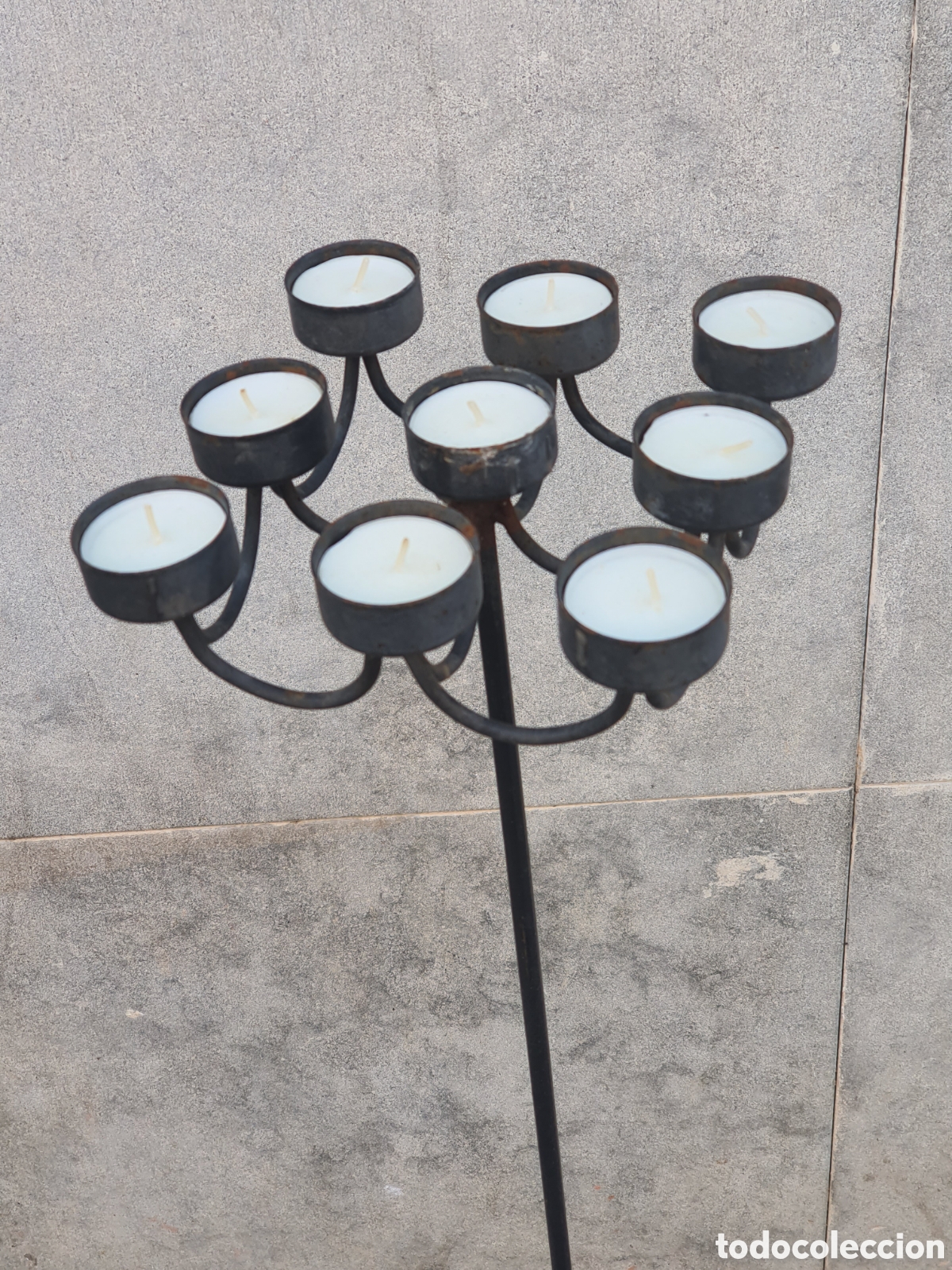 Antig&uuml;edades: CANDELABRO DE HIERRO PARA NUEVE VELAS DE T&Eacute;