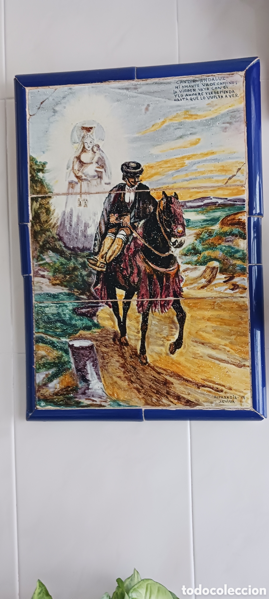 Antig&uuml;edades: Azulejo antiguo precioso, al menos tiene 100 a&ntilde;os.