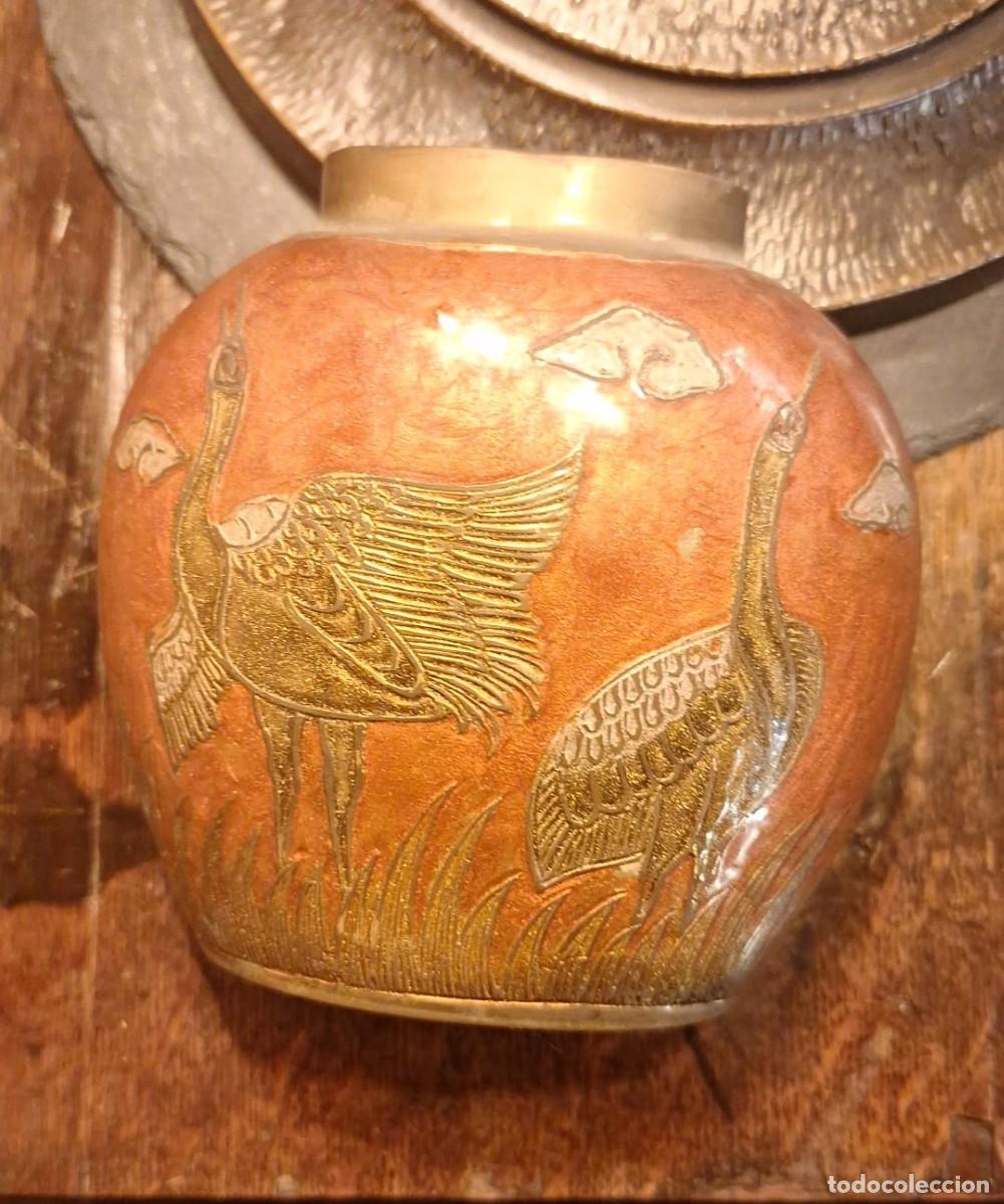 Antig&uuml;edades: Jarr&oacute;n Cloisonne de Bronce o Lat&oacute;n - Foto 2