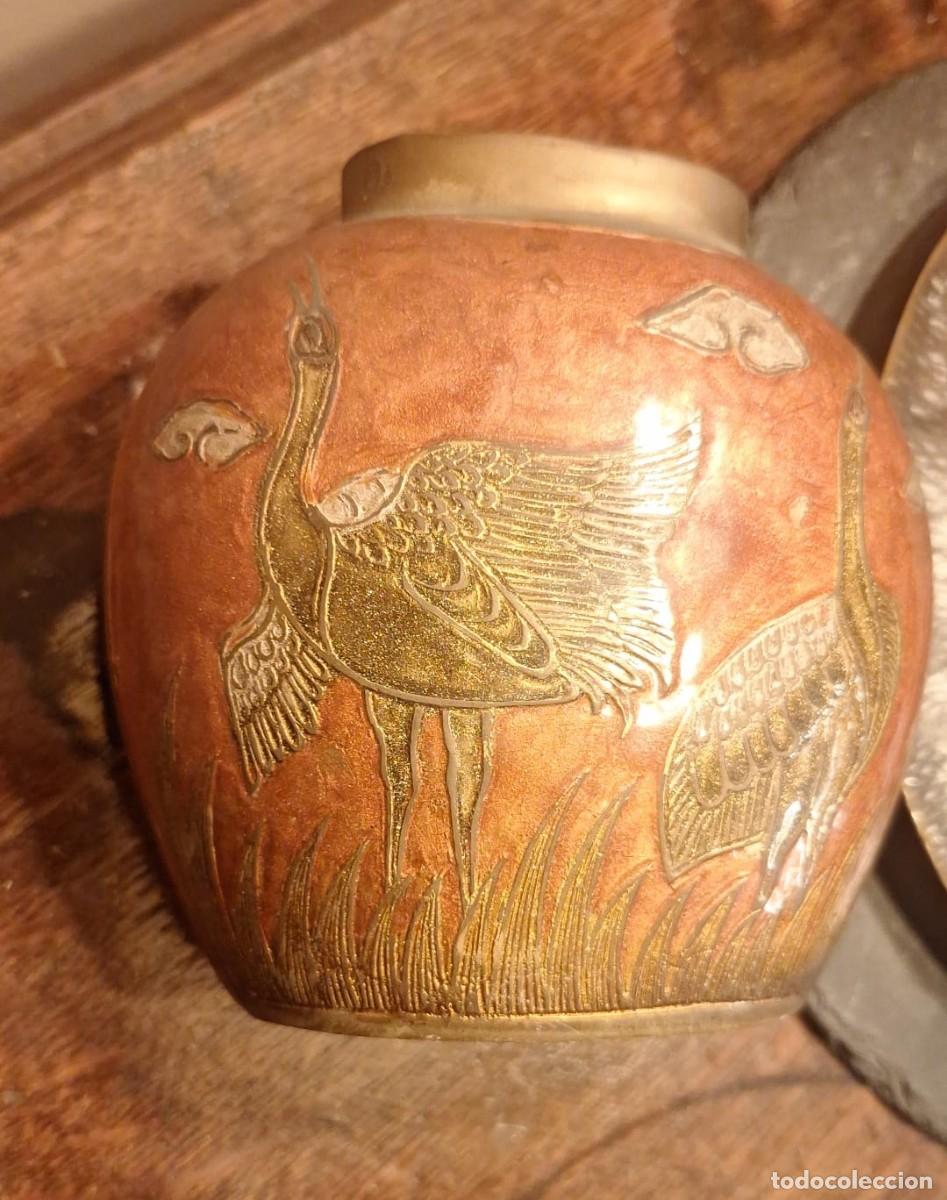 Antig&uuml;edades: Jarr&oacute;n Cloisonne de Bronce o Lat&oacute;n - Foto 5