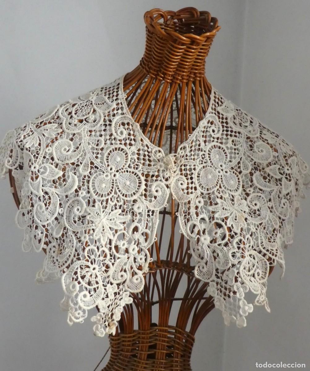 Antiguidades: ANTIGUA CAPELINA ENCAJE DE GUIPUR IMAGEN - NOVIA S.XIX