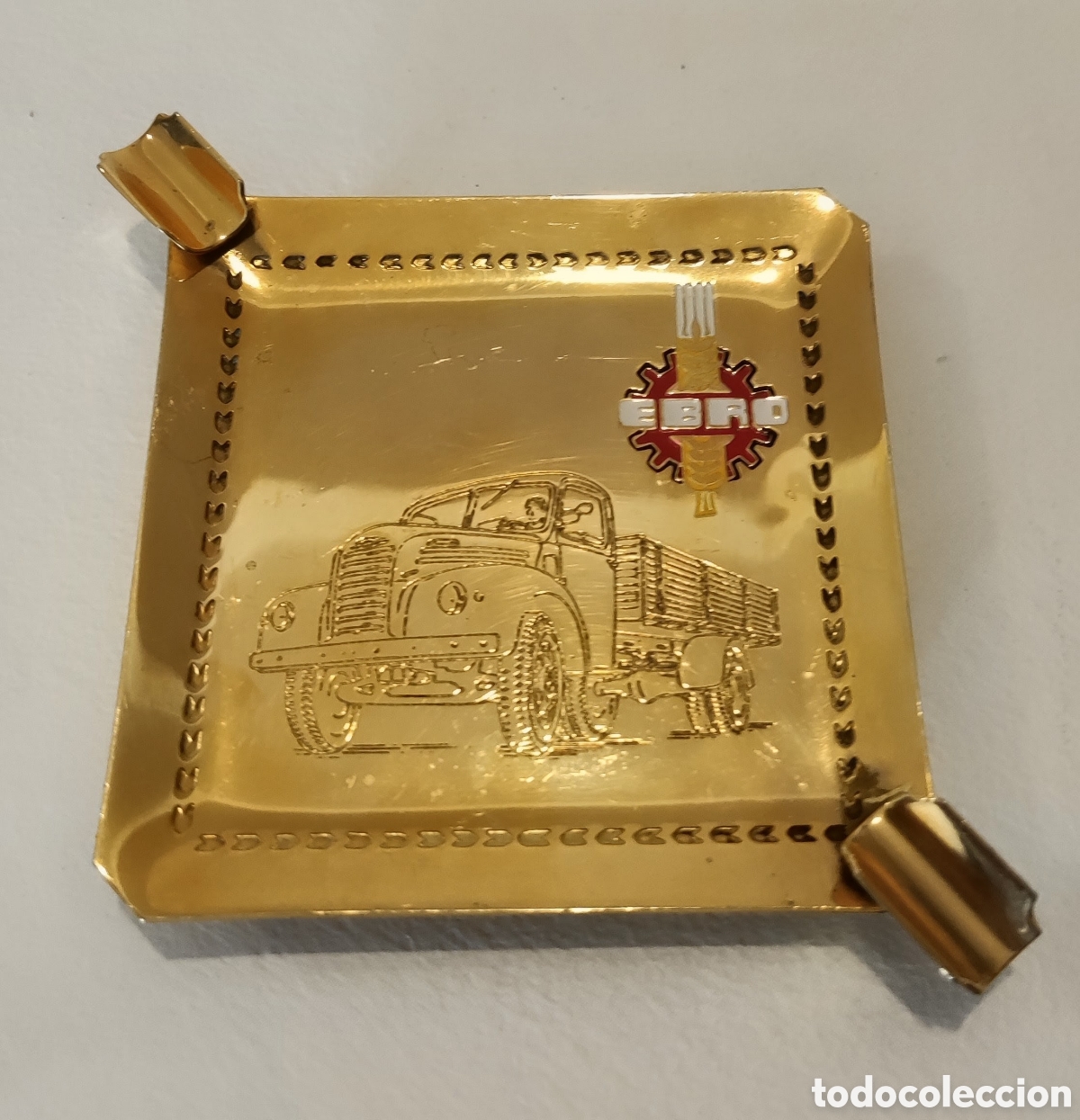 Antig&uuml;edades: Cenicero EBRO cami&oacute;n cl&aacute;sico publicidad automobilia vintage
