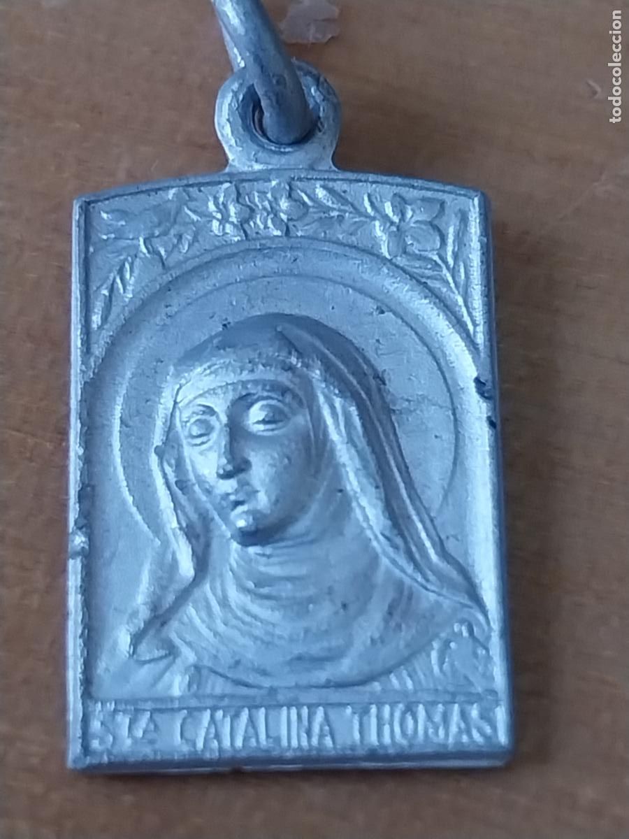 Antig&uuml;edades: SANTA CATALINA THOMAS MEDALLA 1.97CMS ALTO VINTAGE ORIGINAL ALUMINIO