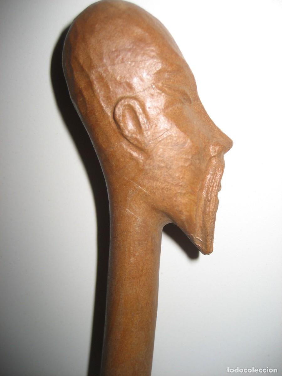 Antiques: antiguo bast&oacute;n de auto defensa corto , talla de dios Chino Shoulao anima metalica piezas moviles
