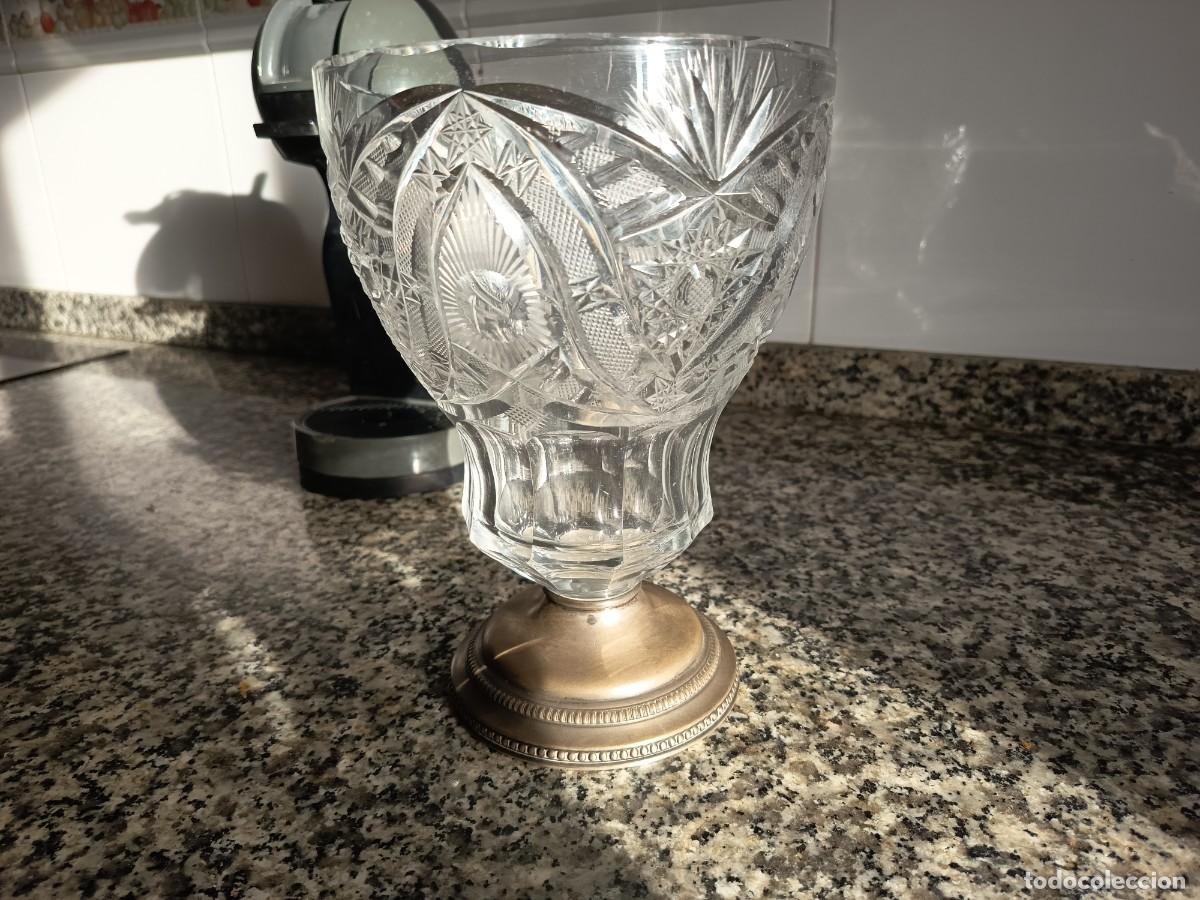 Antig&uuml;edades: Antiguo centra de mesa de plata y cristal tallado