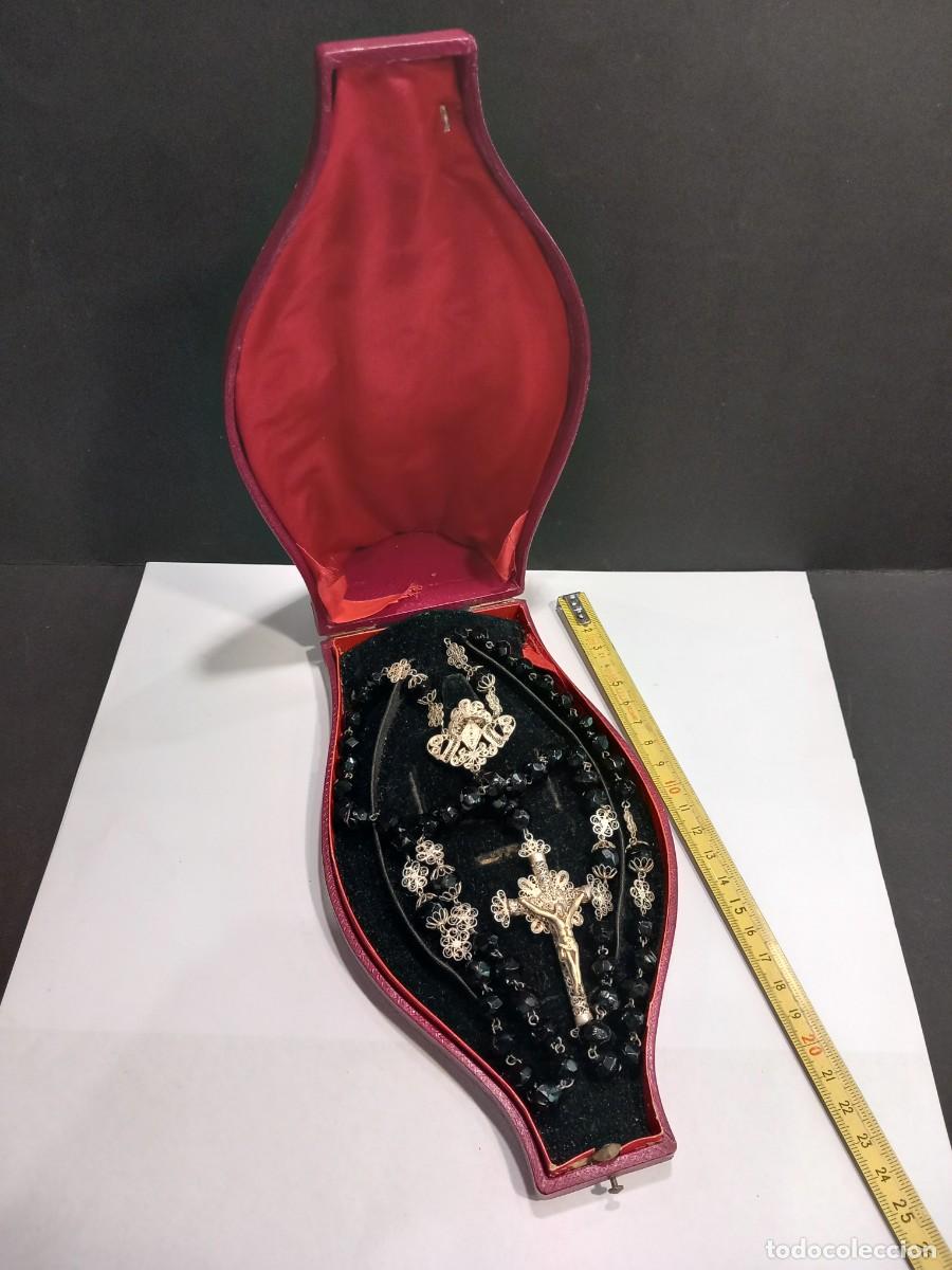 Antig&uuml;edades: ROSARIO FILIGRANA CON CUENTAS DE CRISTAL CON ESTUCHE (G)