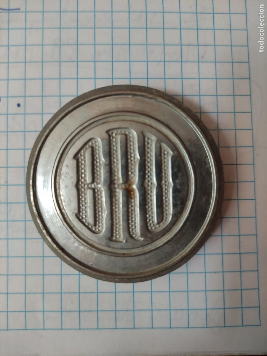 Antig&uuml;edades: Distintivo electrodomesticos BRU, placa metalica