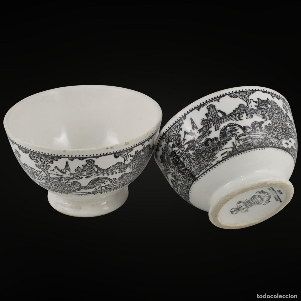 Antig&uuml;edades: Antiguos 2 Cuencos Loza Gil Vargas Segovia A&ntilde;os 50 Vintage Transferware Bowl Set