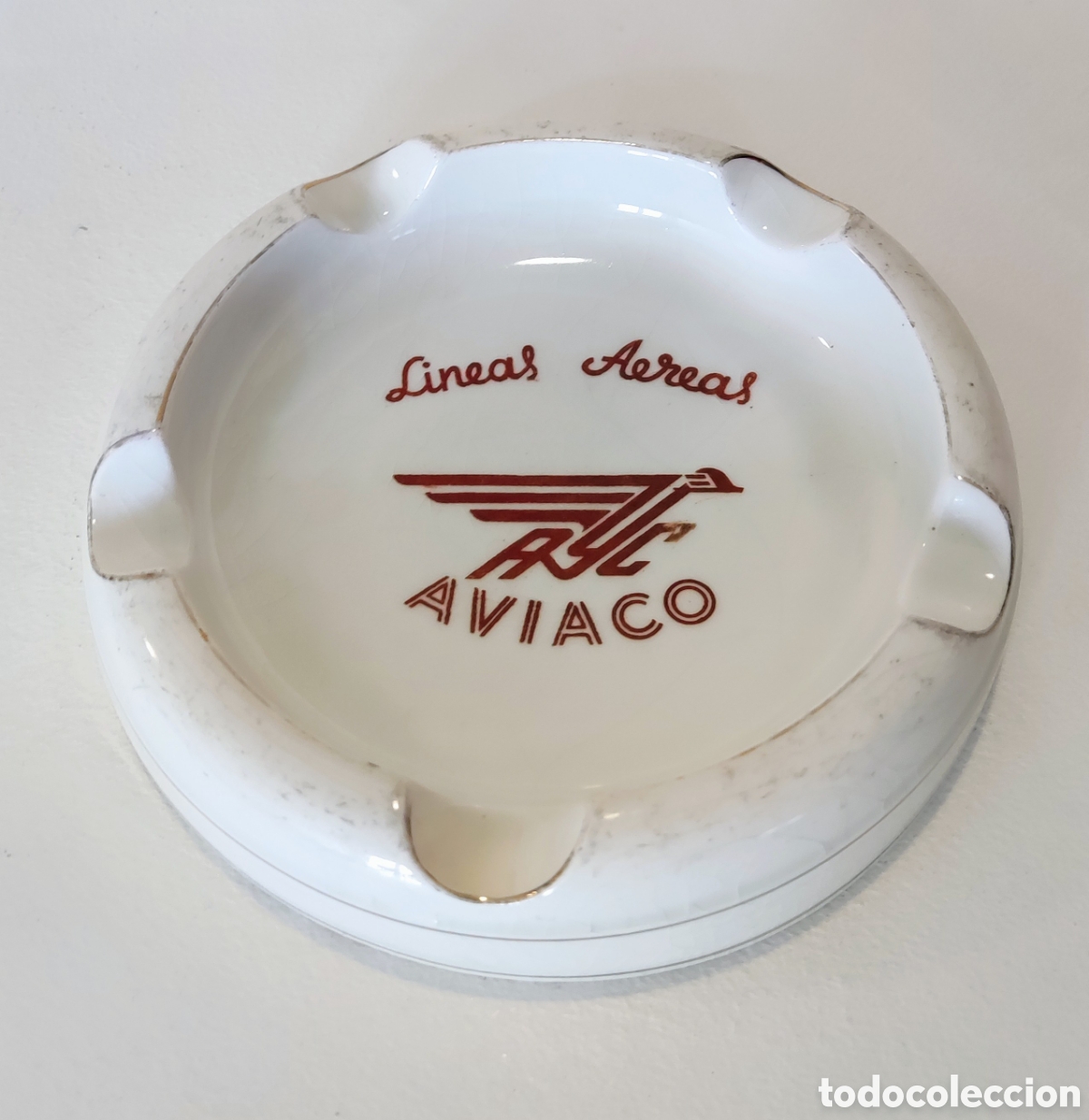 Antig&uuml;edades: Cenicero AVIACO porcelana Royal China Vigo vintage aerol&iacute;nea Espa&ntilde;a