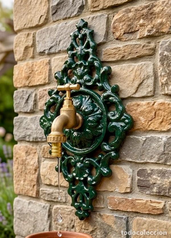 Antig&uuml;edades: Fuente mural aluminio lacado con grifo lat&oacute;n