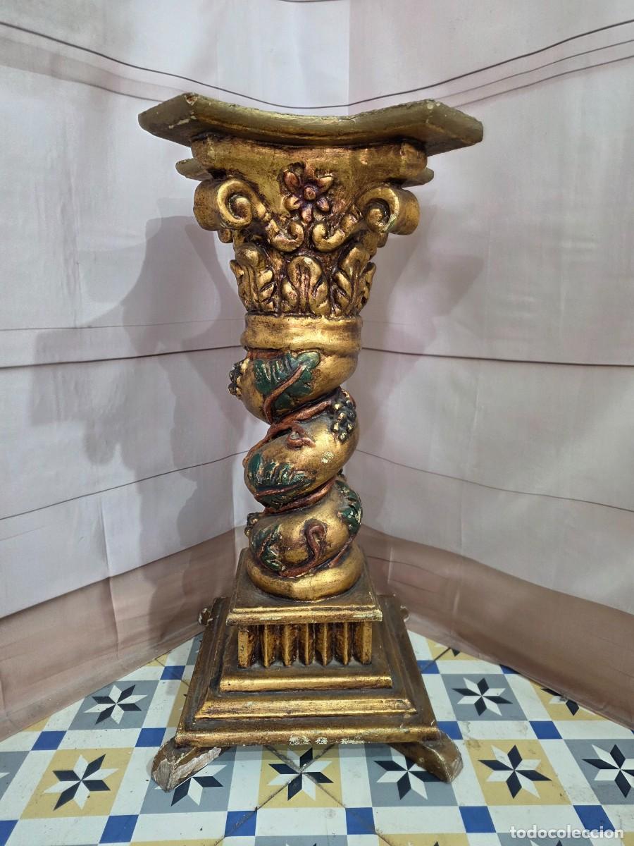 Antig&uuml;edades: Pedestal columna salom&oacute;nica estilo barroco