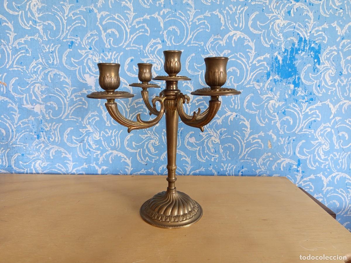 Antig&uuml;edades: Candelabro antiguo de lat&oacute;n con 5 luces - Foto 5