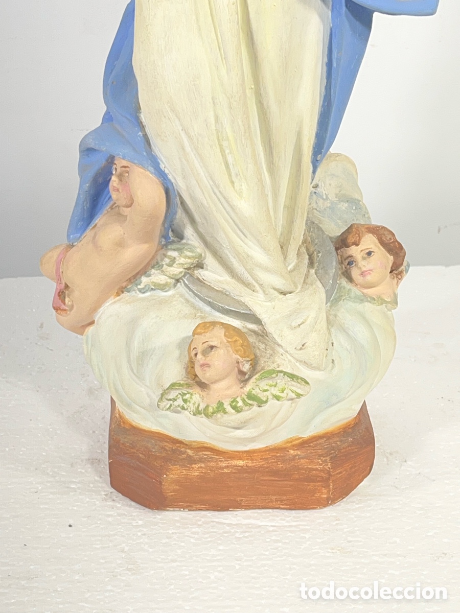 Antig&uuml;edades: Virgen Inmaculada Concepci&oacute;n policromada con querubines - Foto 4