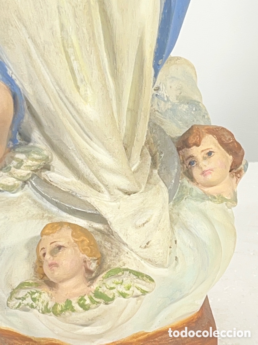 Antig&uuml;edades: Virgen Inmaculada Concepci&oacute;n policromada con querubines - Foto 5