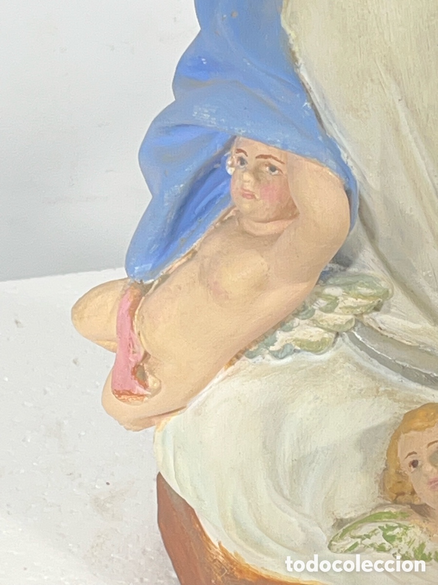 Antig&uuml;edades: Virgen Inmaculada Concepci&oacute;n policromada con querubines - Foto 7