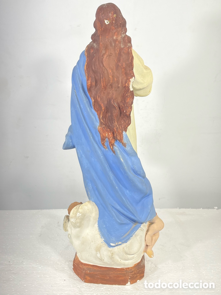 Antig&uuml;edades: Virgen Inmaculada Concepci&oacute;n policromada con querubines - Foto 8