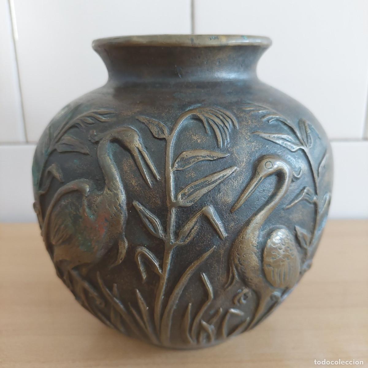 Antig&uuml;edades: Jarron antiguo de bronce japones Meiji