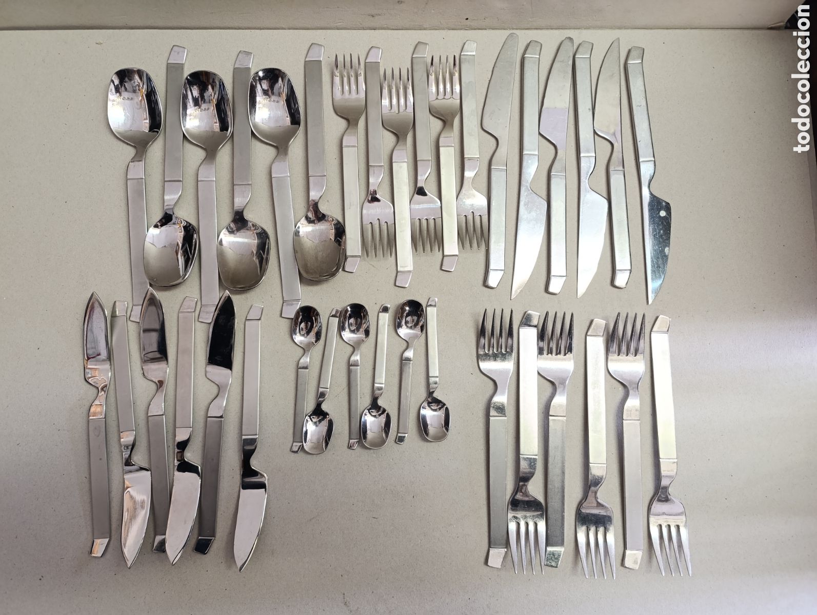 Antig&uuml;edades: CUBERTERIA DE MARISCAL EN ACERO INOXIDABLE. MARCAS EN TRASERA. 36 PIEZAS.