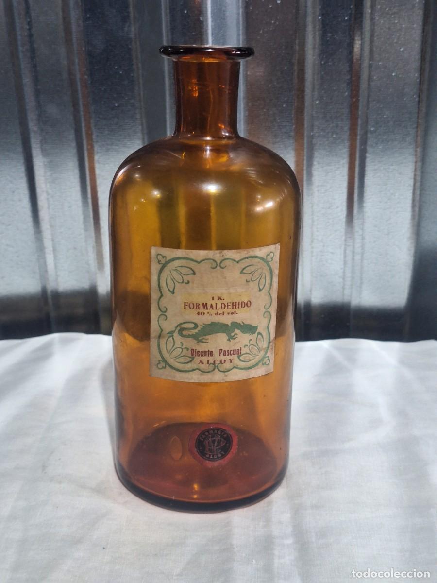 Antig&uuml;edades: Frasco / botella cristal farmacia.