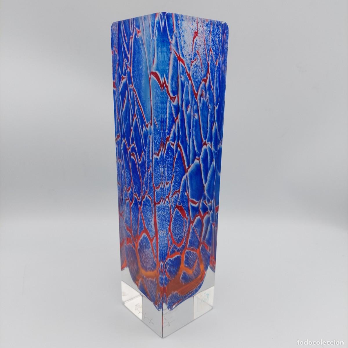 Antig&uuml;edades: Jarron de cristal Murano Mandruzzato bloque FIRMADO