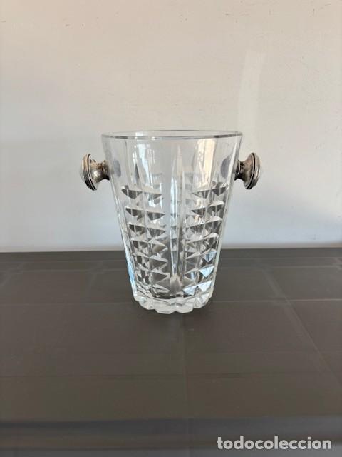 Antiques: CUBITERA EN CRISTAL TALLADO Y PLATA 925 CONTRASTADA