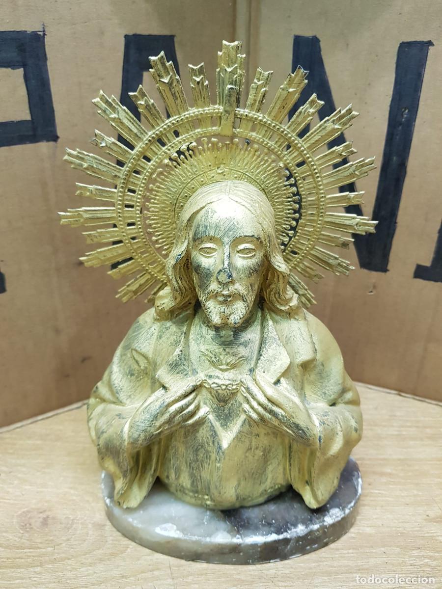 Antig&uuml;edades: ANTIGUO BUSTO DE CRISTO DE METAL-BASE DE MARMOL